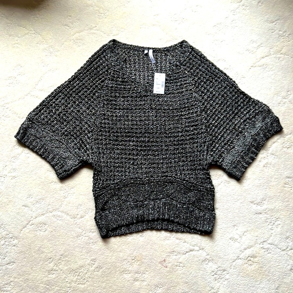 NWT Maurice’s Black w/Silver Accent Bat Sleeve Knit 🧶 Sweater - Picture 1 of 6